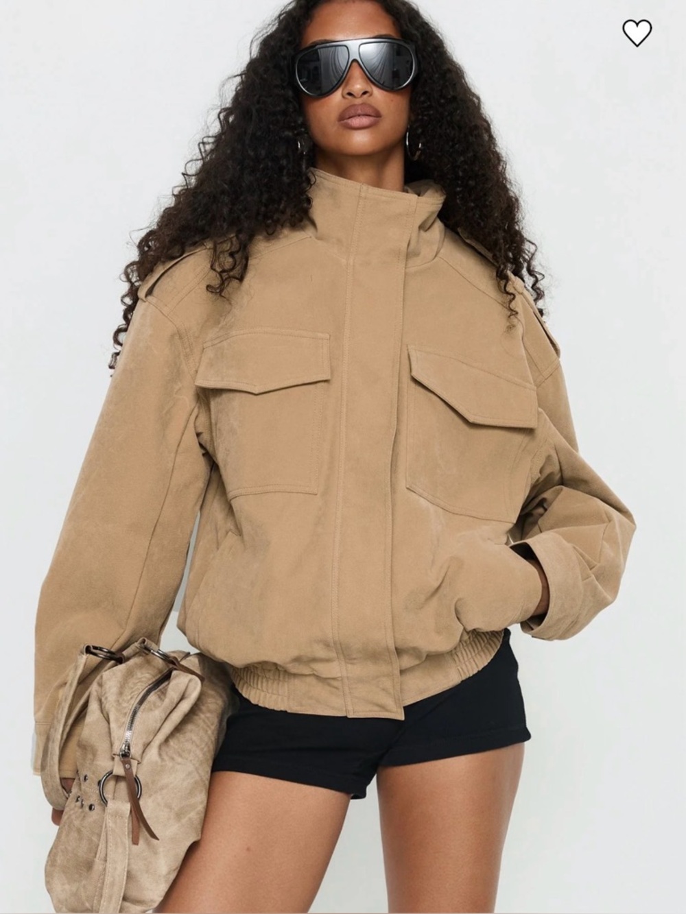 Princess Polly Double Life Funnel Next Cargo Jacket Beige S/M Size